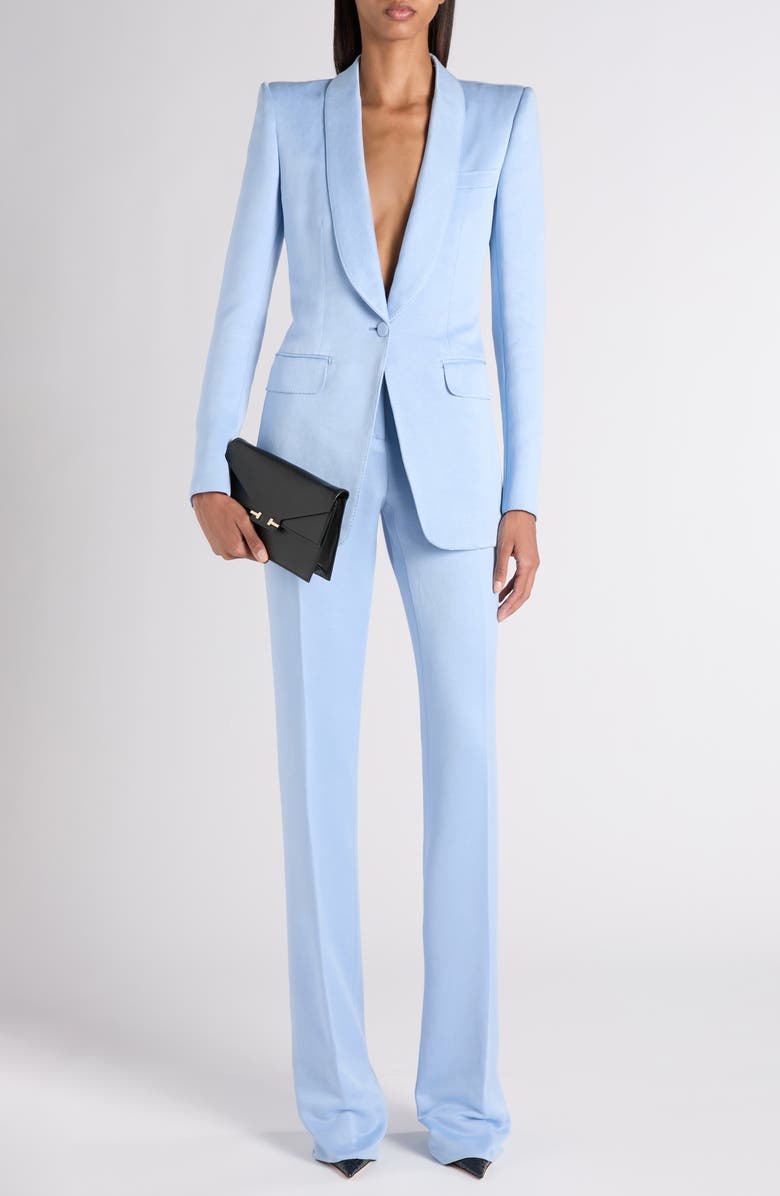 TOM FORD Washed Cotton & Silk Duchesse Satin Jacket, Alternate, color, Mineral Blue