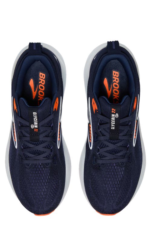 Brooks Glycerin 22 Running Shoe In Peacoat/blue Ribbon/orange