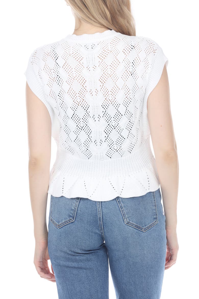 Pointelle Sleeveless Sweater, Alternate, color, WHITE