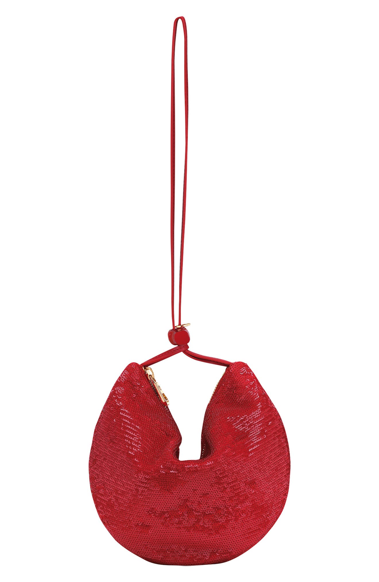 Longchamp Le Roseau Sparkling Wristlet Clutch, Alternate, color, Red