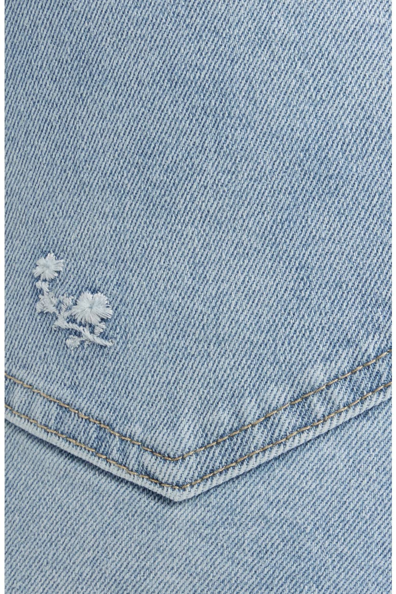 Flower Embroidered Cuffed Straight Leg Jeans, Alternate, color, LIGHT INDIGO
