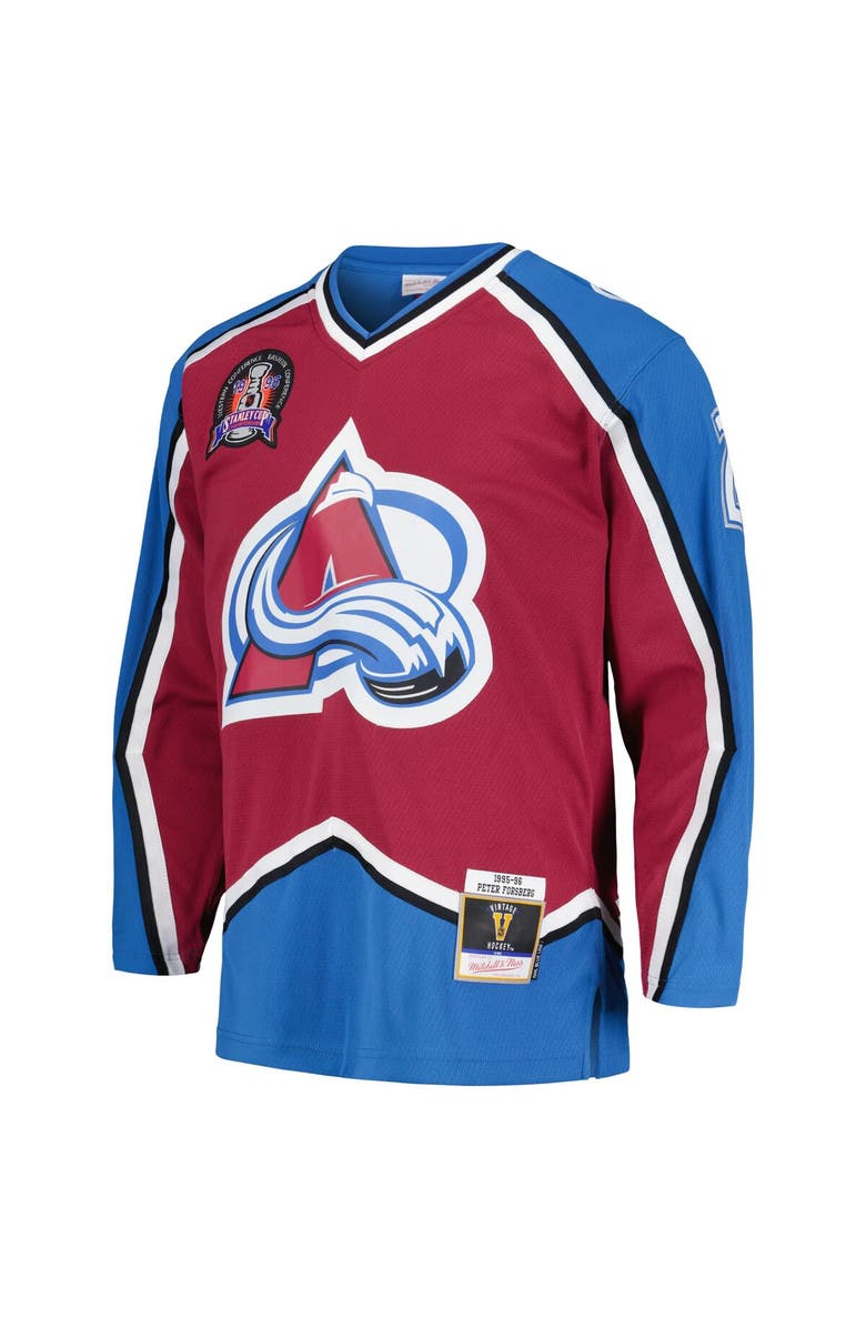 Mitchell & Ness Men's Mitchell & Ness Peter Forsberg Burgundy Colorado Avalanche  1995/96 Blue Line Player Jersey, Alternate, color, 