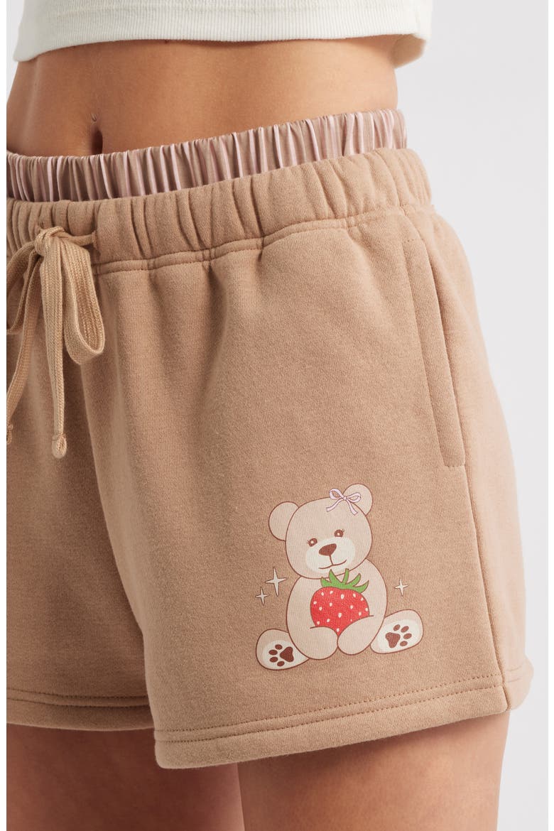 Teddy Bear & Strawberry Sweat Shorts, Alternate, color, TAN