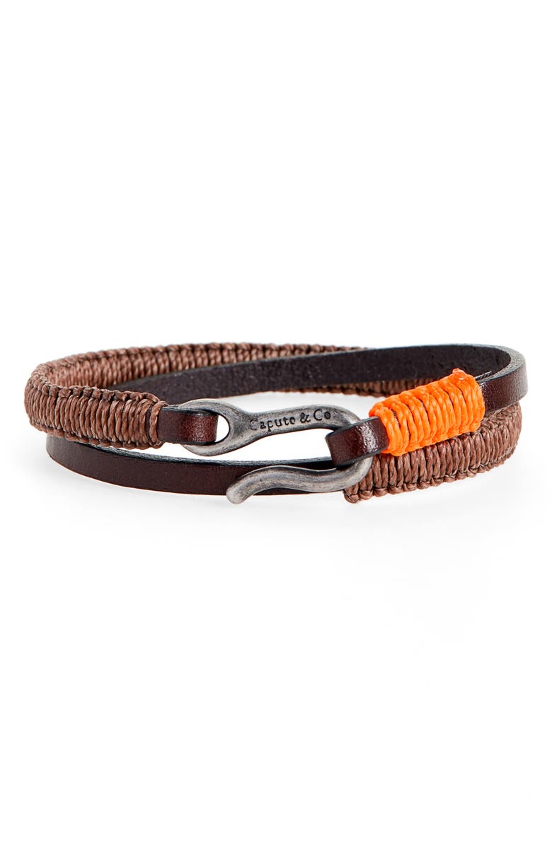Caputo & Co. Leather Wrap Bracelet, Main, color,