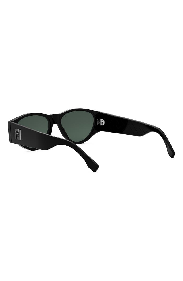 Fendi FF 55mm Oval Sunglasses, Alternate, color, Shiny Black / Green