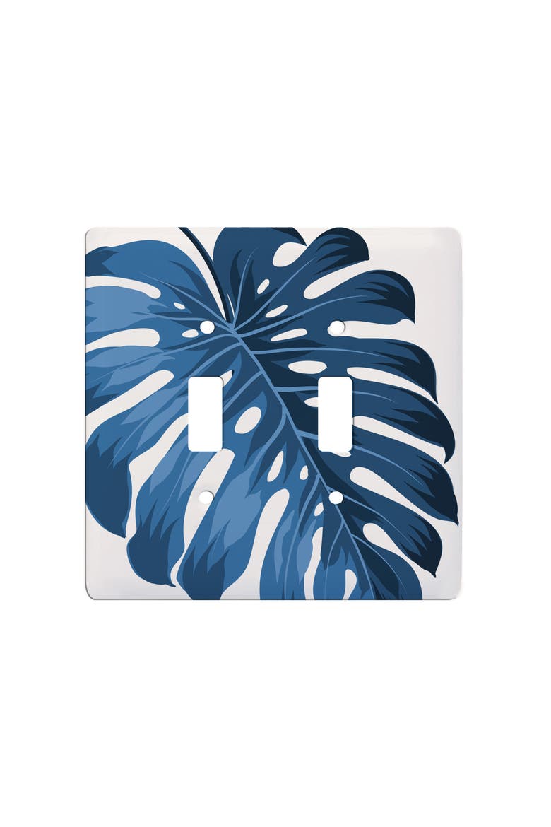 Blue Monstera Double Toggle Switchplate Cover, Main, color, Blue
