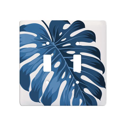 Blue Monstera Double Toggle Switchplate Cover