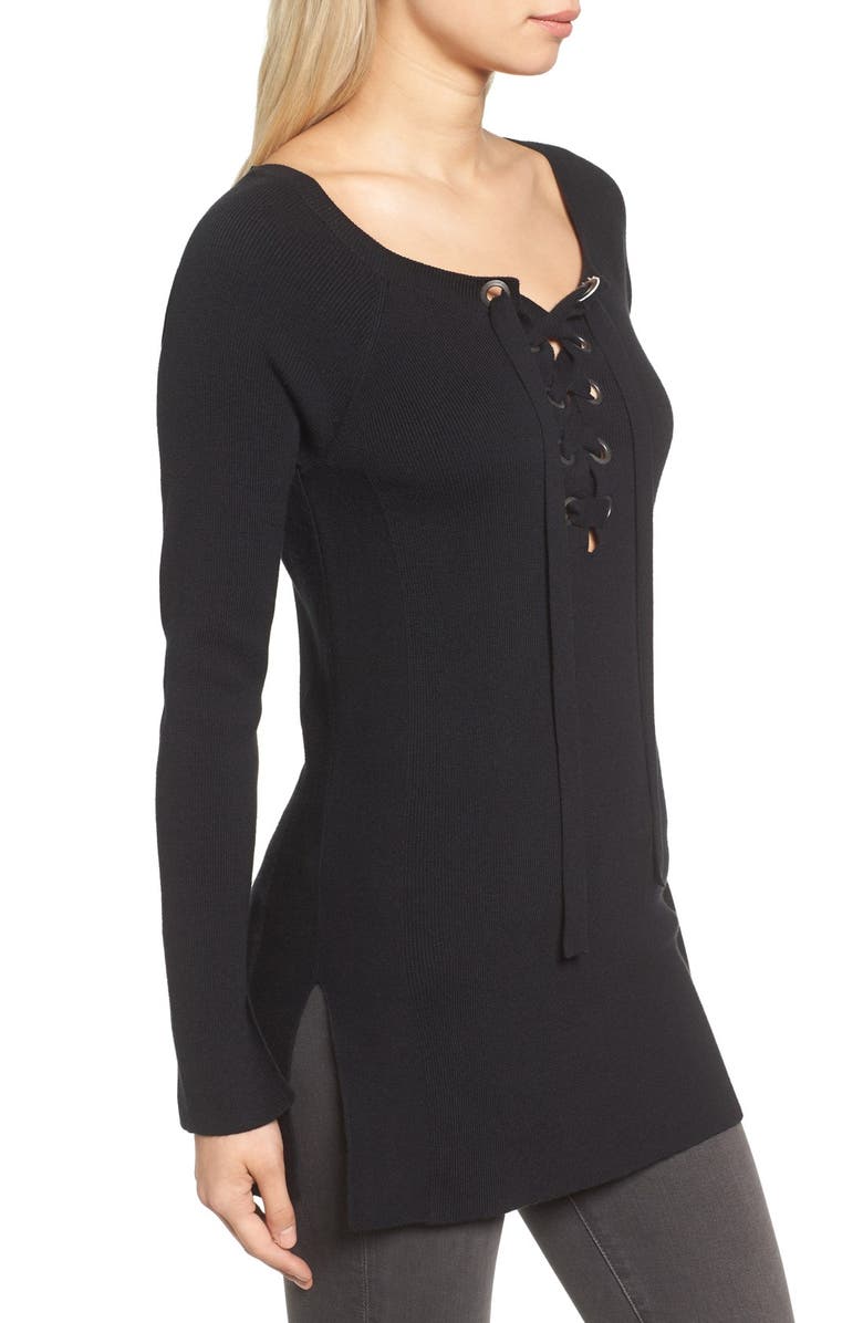 Trouvé Ribbed Lace-Up Sweater, Alternate, color,