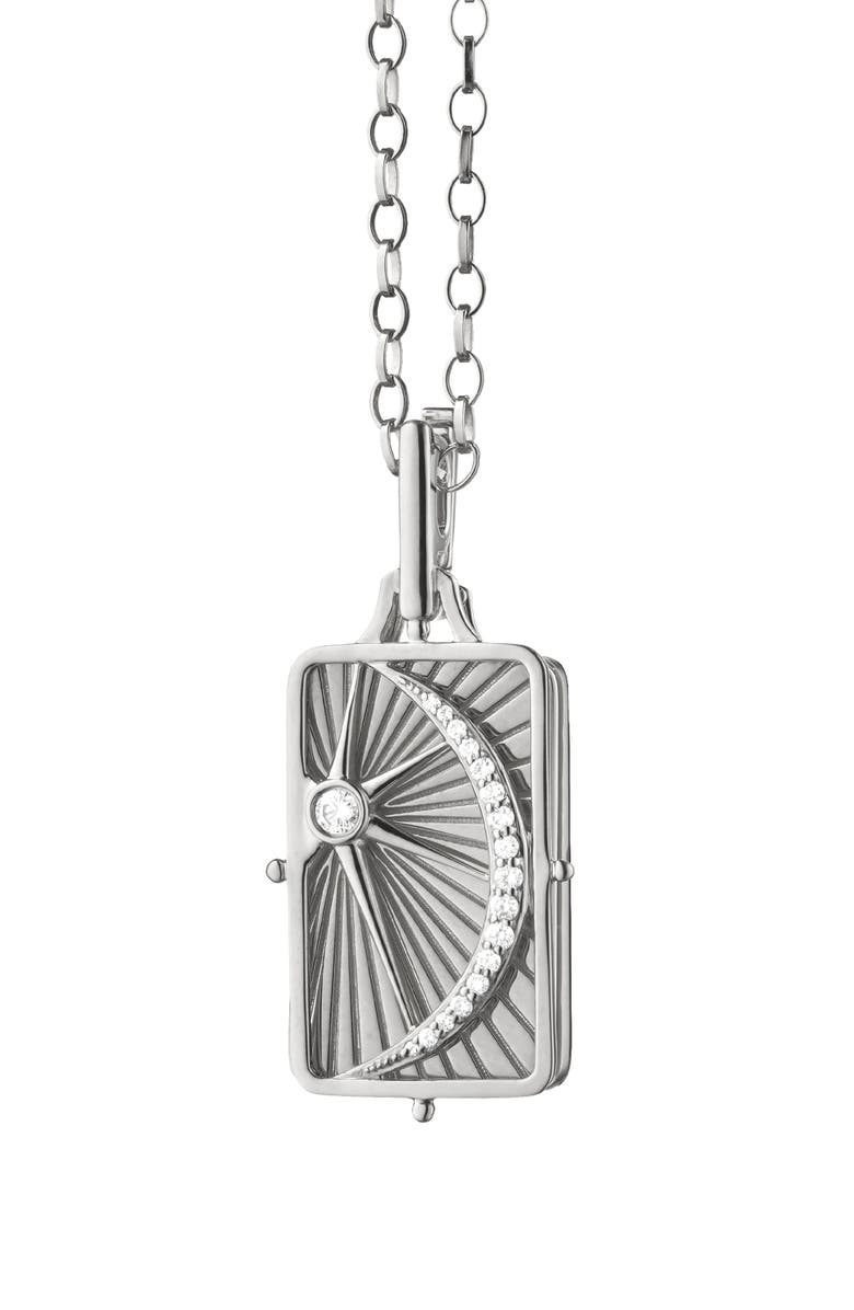 Monica Rich Kosann Sterling Silver Rectangular Pendant Necklace, Main, color, Silver