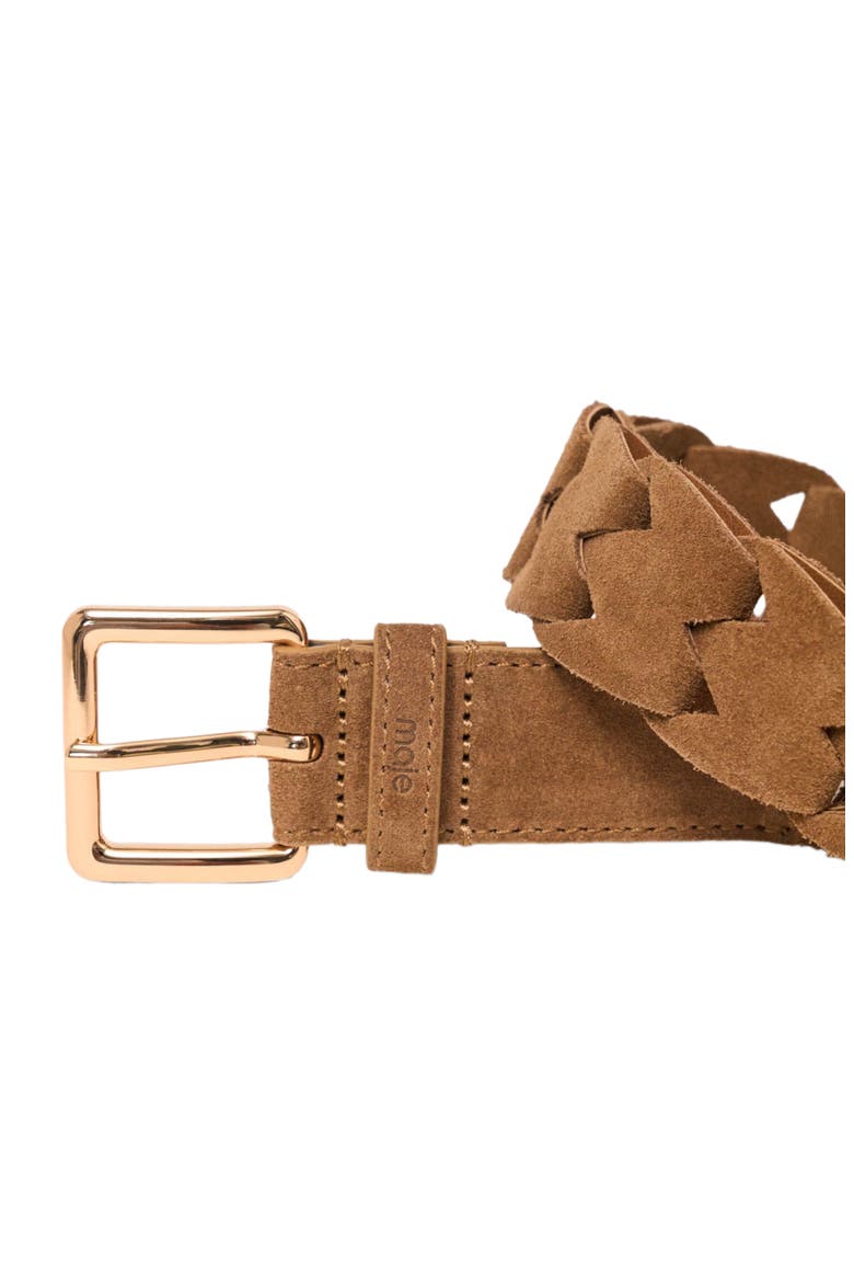 Braided suede belt, Alternate, color, Camel
