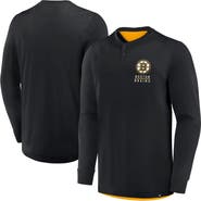 FANATICS Men's Fanatics Black Boston Bruins Adrenaline Push Long Sleeve Henley Shirt