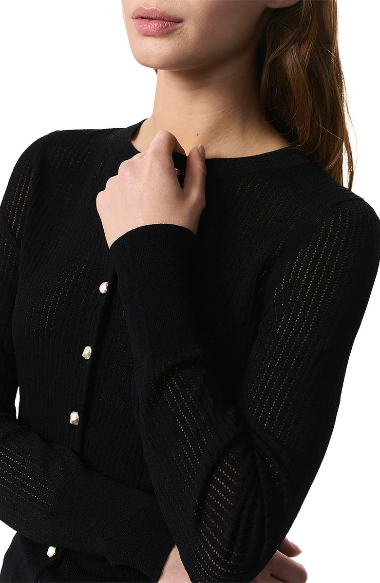 rag & bone Molly Open Knit Cardigan, Alternate, color, Black