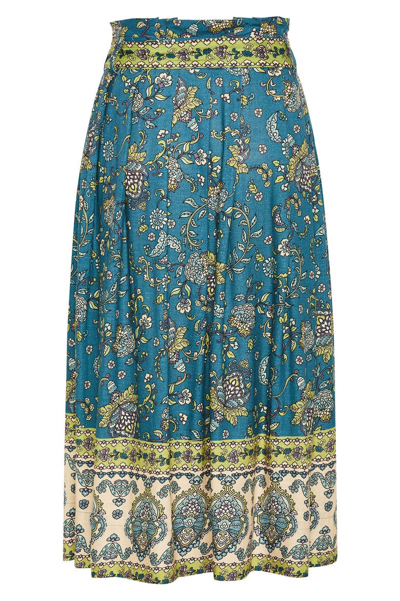 Sable Border Tie Waist Maxi Skirt, Alternate, color, PRINT
