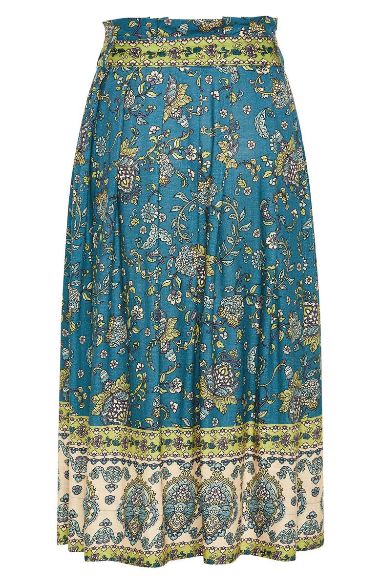 City Chic Sable Border Tie Waist Maxi Skirt, Alternate, color, Print