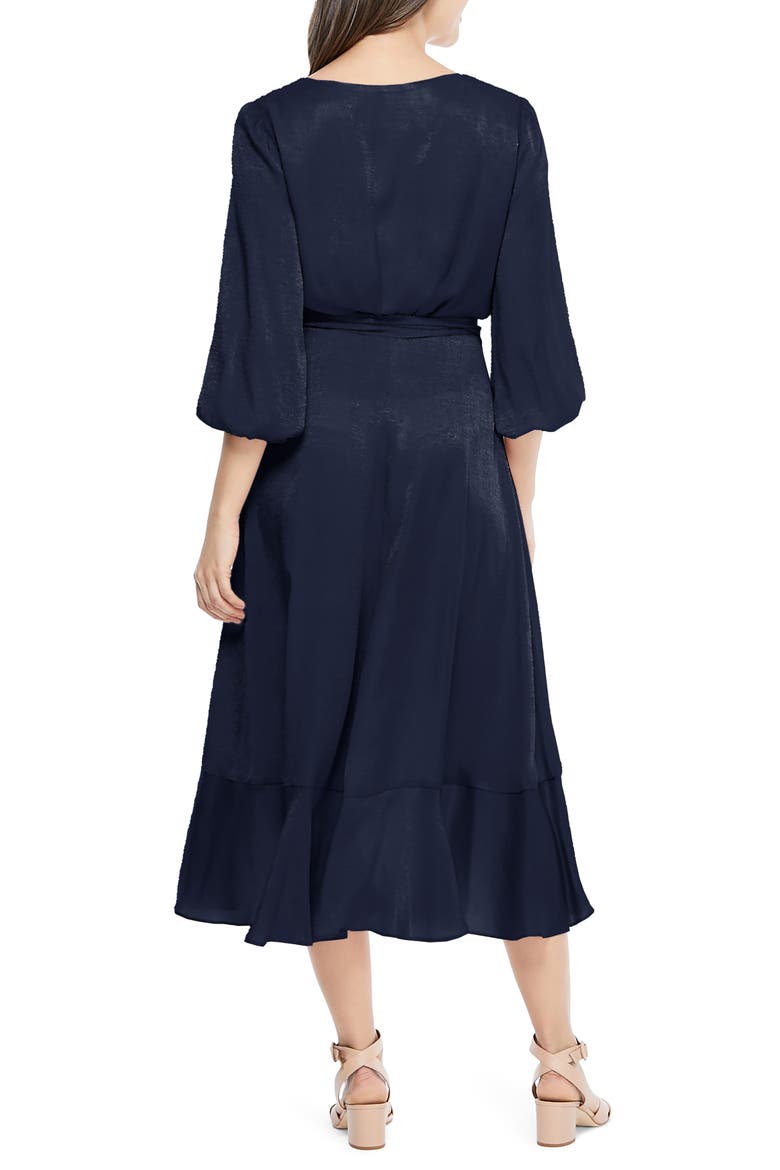 Jennifer Shimmer Satin Wrap Dress, Alternate, color, NAVY