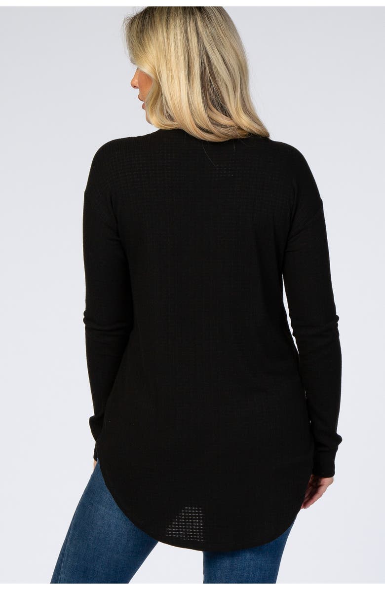 PinkBlush Long Sleeve Round Hem Textured Top, Alternate, color, Black