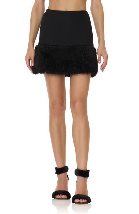 Kimiko Faux Fur Hem Mini Skirt