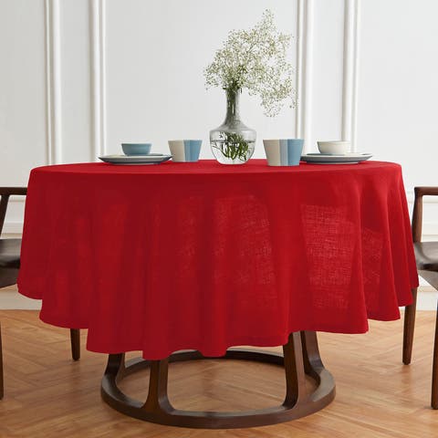 Linen Round Tablecloth for Dining Table, Holiday and Everyday Table Decor - Sonoma