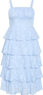 City Chic Daniela Tiered Ruffle Sleeveless Midi Dress