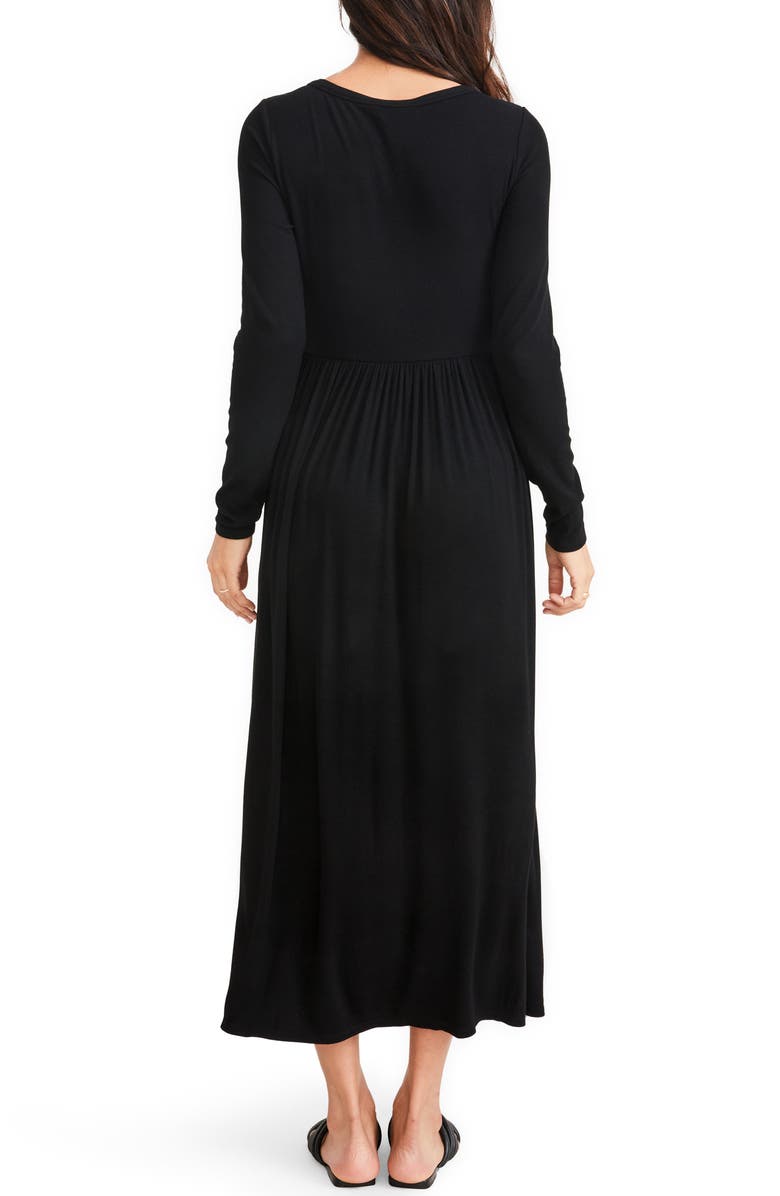 HATCH The Softest Rib Long Sleeve Maternity/Nursing Maxi Dress, Alternate, color, Black