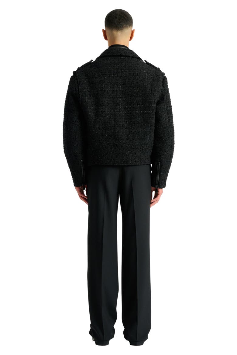 Tweed biker jacket, Main, color, black