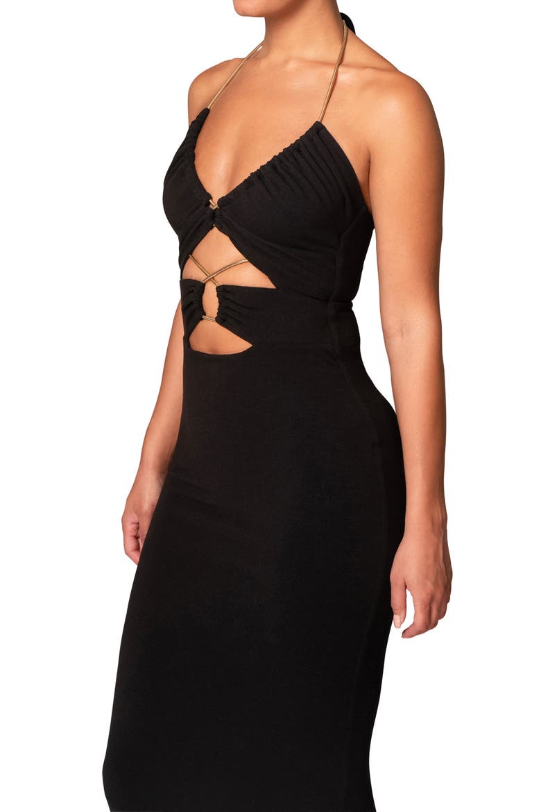 Secret Bloom Maxi Dress, Alternate, color, BLACK