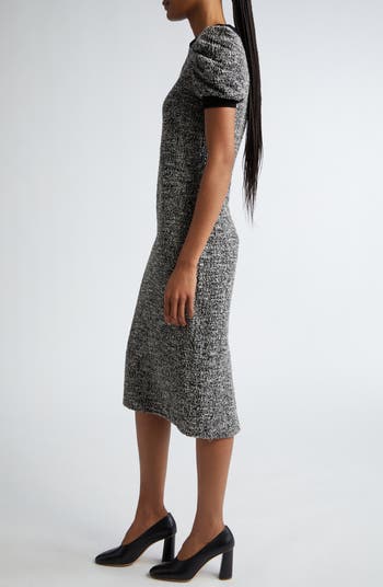 Max Mara Ieti Puff Sleeve Tweed Knit Midi Dress | Nordstrom