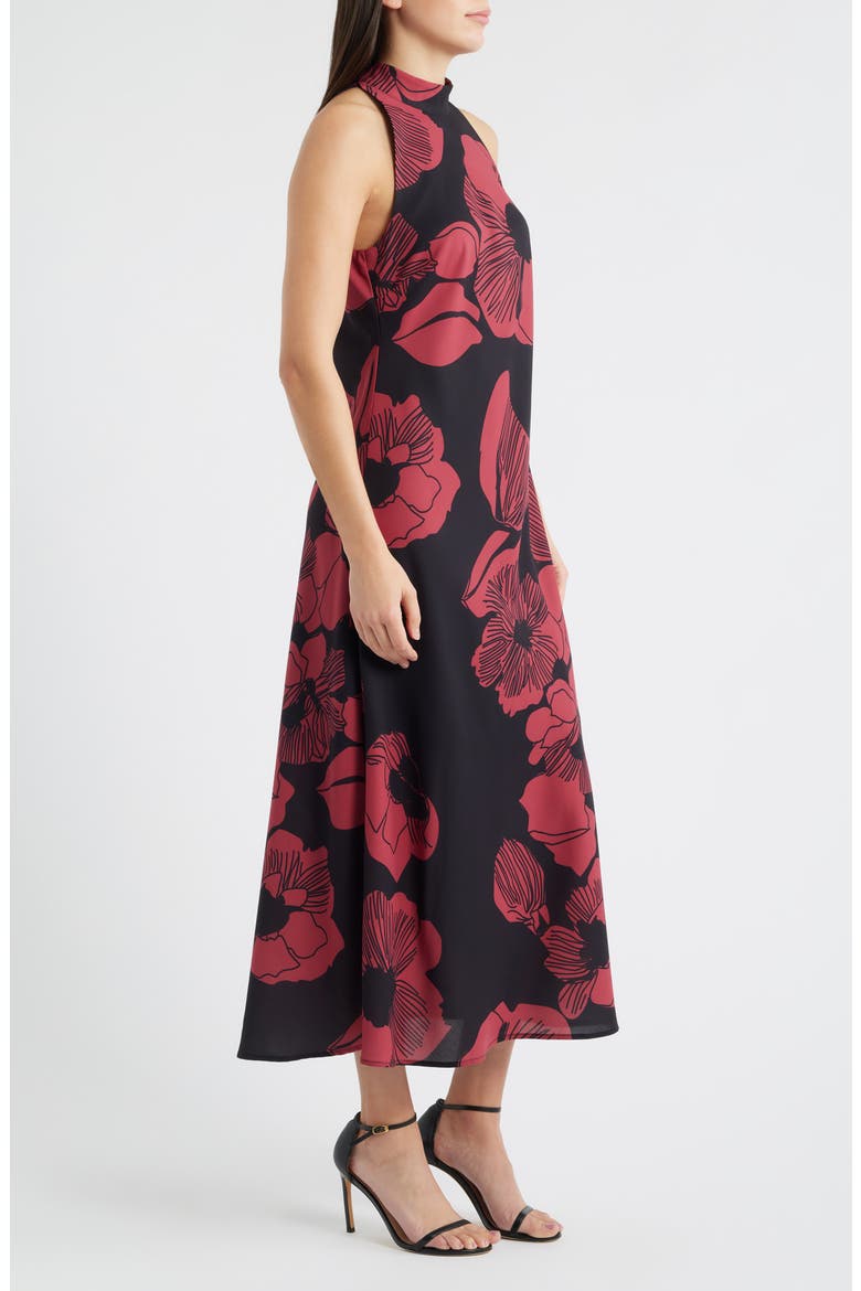 Floral Print Sleeveless Dress, Alternate, color, BLACK/ WINE