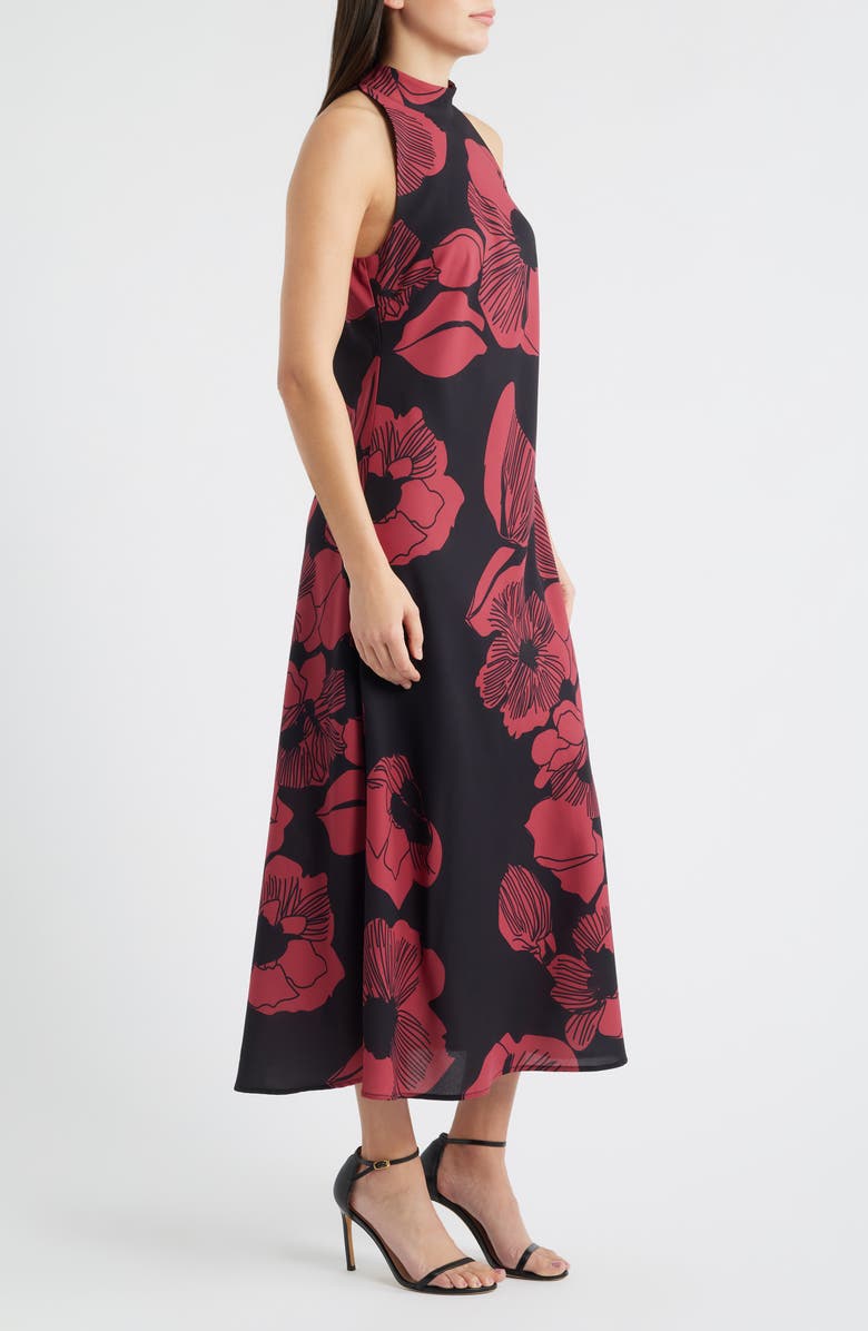 Sam Edelman Floral Print Sleeveless Dress, Alternate, color, Black/ Wine