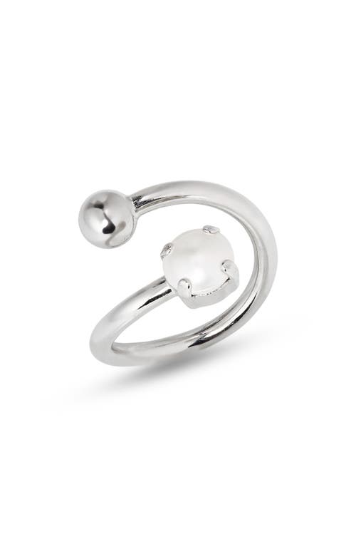 Justine Clenquet Coco Imitation Pearl Open Ring in Palladium  product