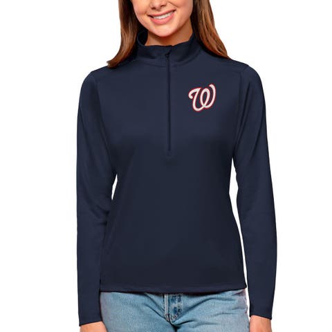 Women's Antigua Navy Washington Nationals Tribute Quarter-Zip Pullover Top