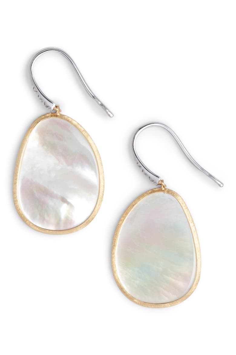 Lunaria 18K Yellow Gold White Mother-of-Pearl Diamond Pavé Earrings, Alternate, color, WHITE MOTHER OF PEARL
