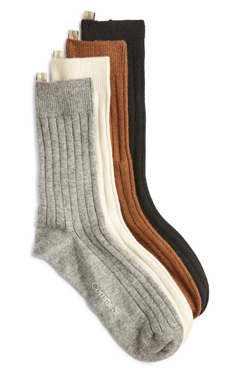4-Pack Rib Stretch Cashmere Socks