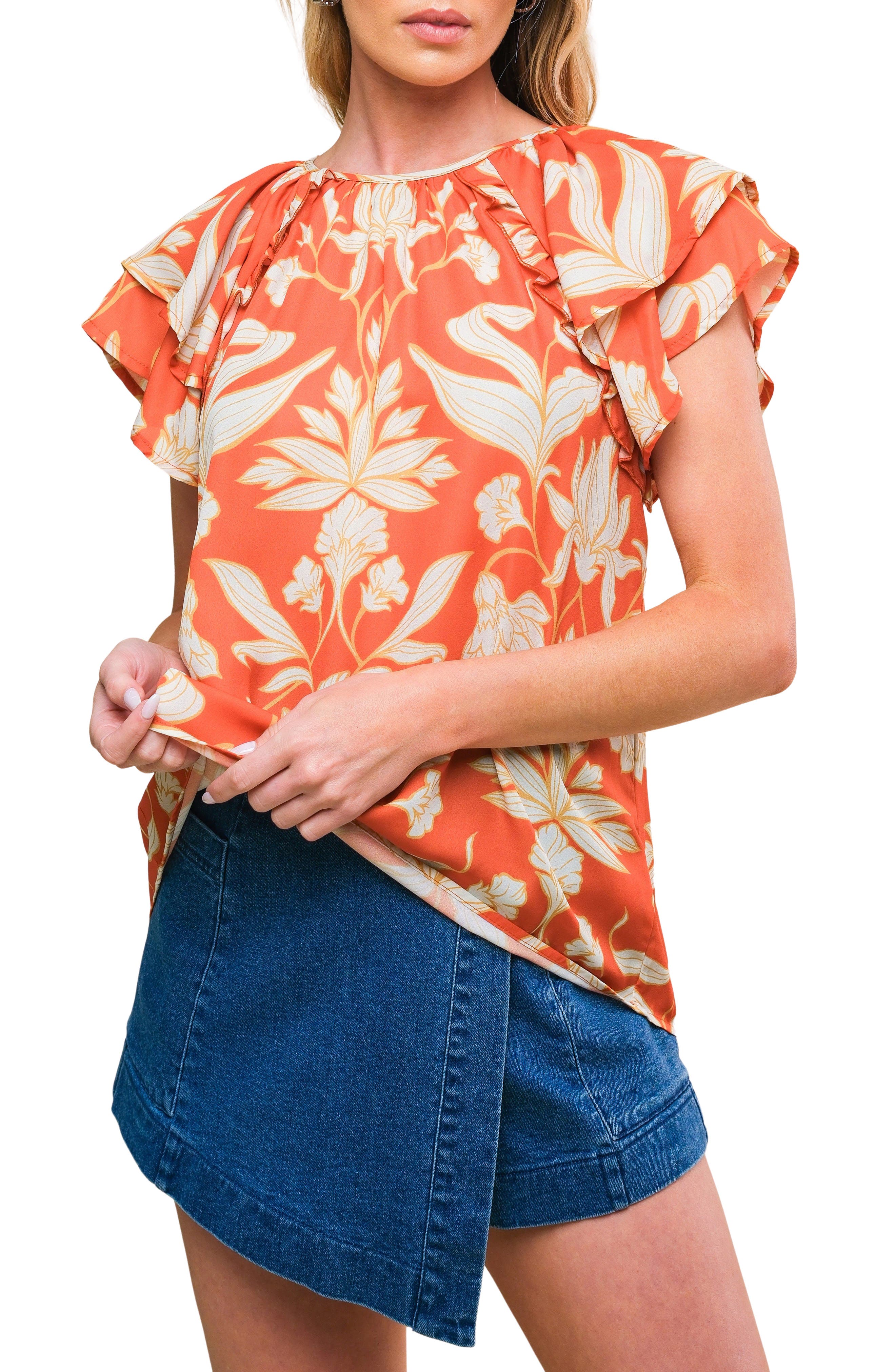 Tiered Flutter Sleeve Top