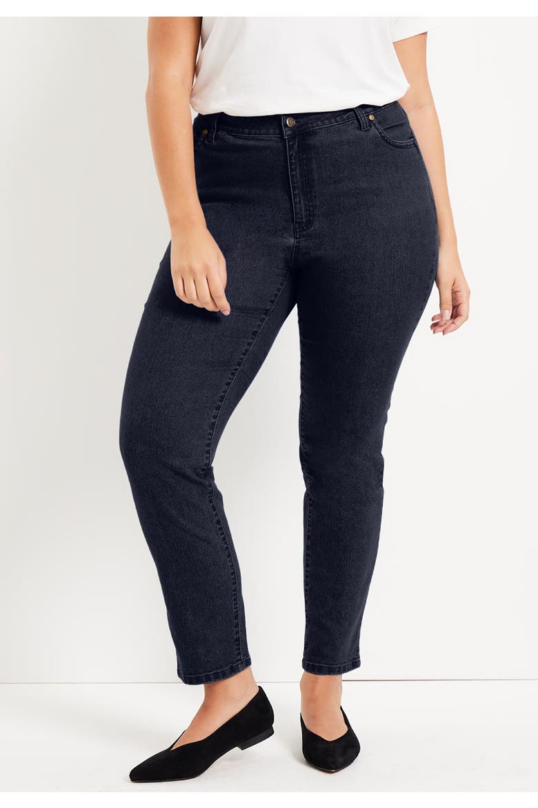Curvie Fit Straight-Leg Jeans, Alternate, color, DARK BLUE