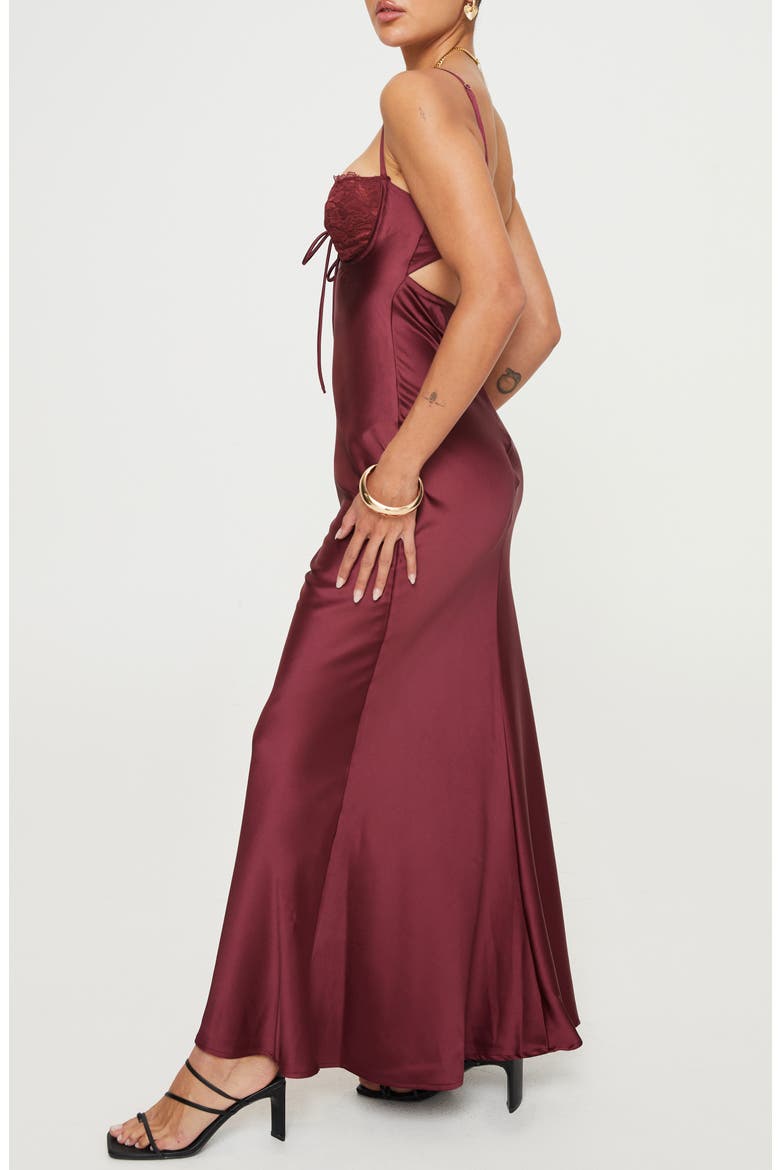Fadyen Bias Cut Satin Maxi Dress, Alternate, color, DARK RED