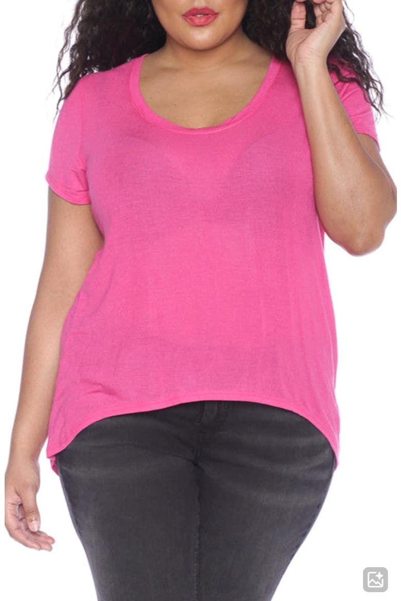 High/Low Scoop Neck Tee, Main, color, MAGENTA