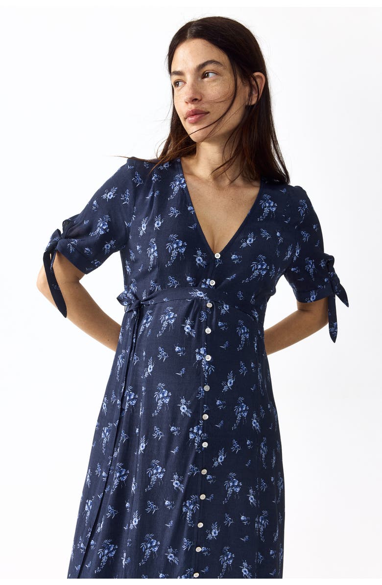 H&M Mama Tie-belt Viscose Dress, Alternate, color, Khaki Green