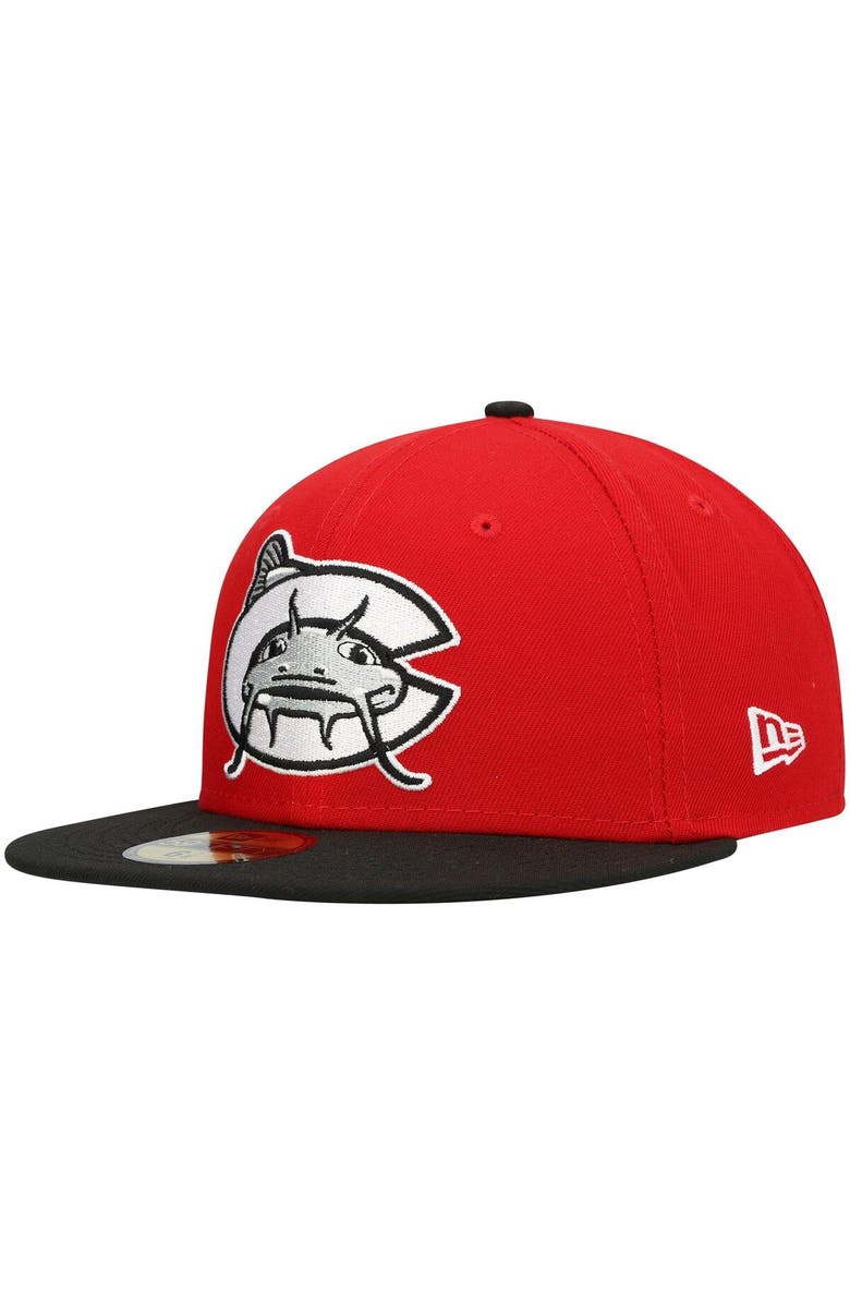 New Era Men's New Era Red Carolina Mudcats Authentic Collection Road 59FIFTY Fitted Hat, Main, color,