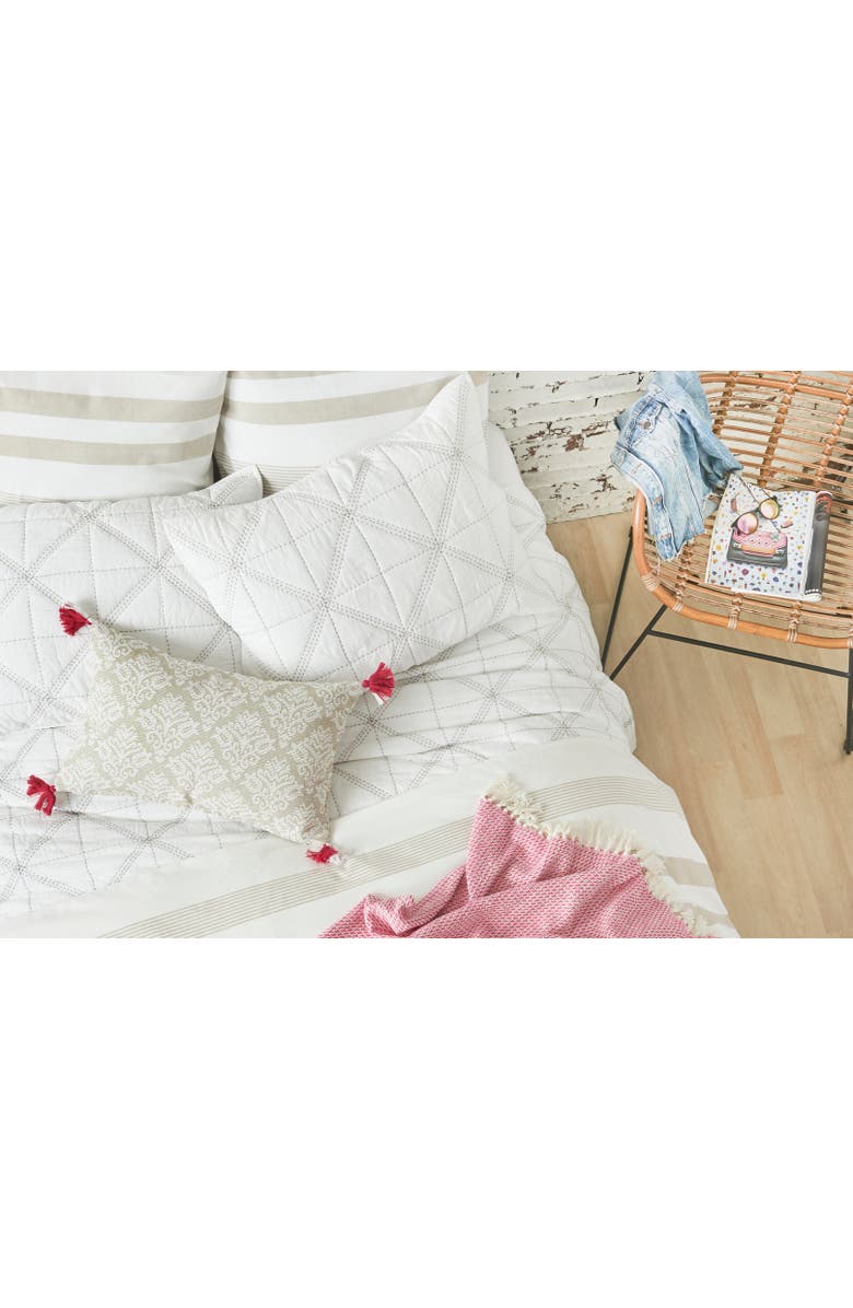 carol & frank Noland Stripe Dune Queen Duvet Cover, Alternate, color, Brown