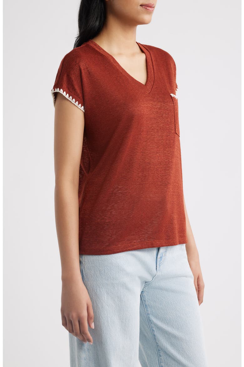 Whipstitch Pocket T-Shirt, Alternate, color, BRANDY BROWN/ NATURAL