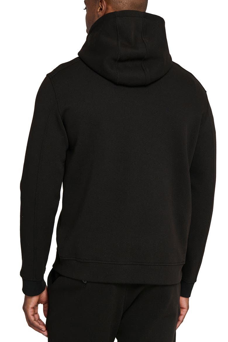 Slim Fit Brushed Cotton Blend Pullover Hoodie, Alternate, color, BLACK