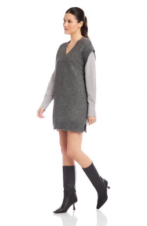 Fifteen Twenty Sally Long Sleeve Mixed Media Dress In Gray