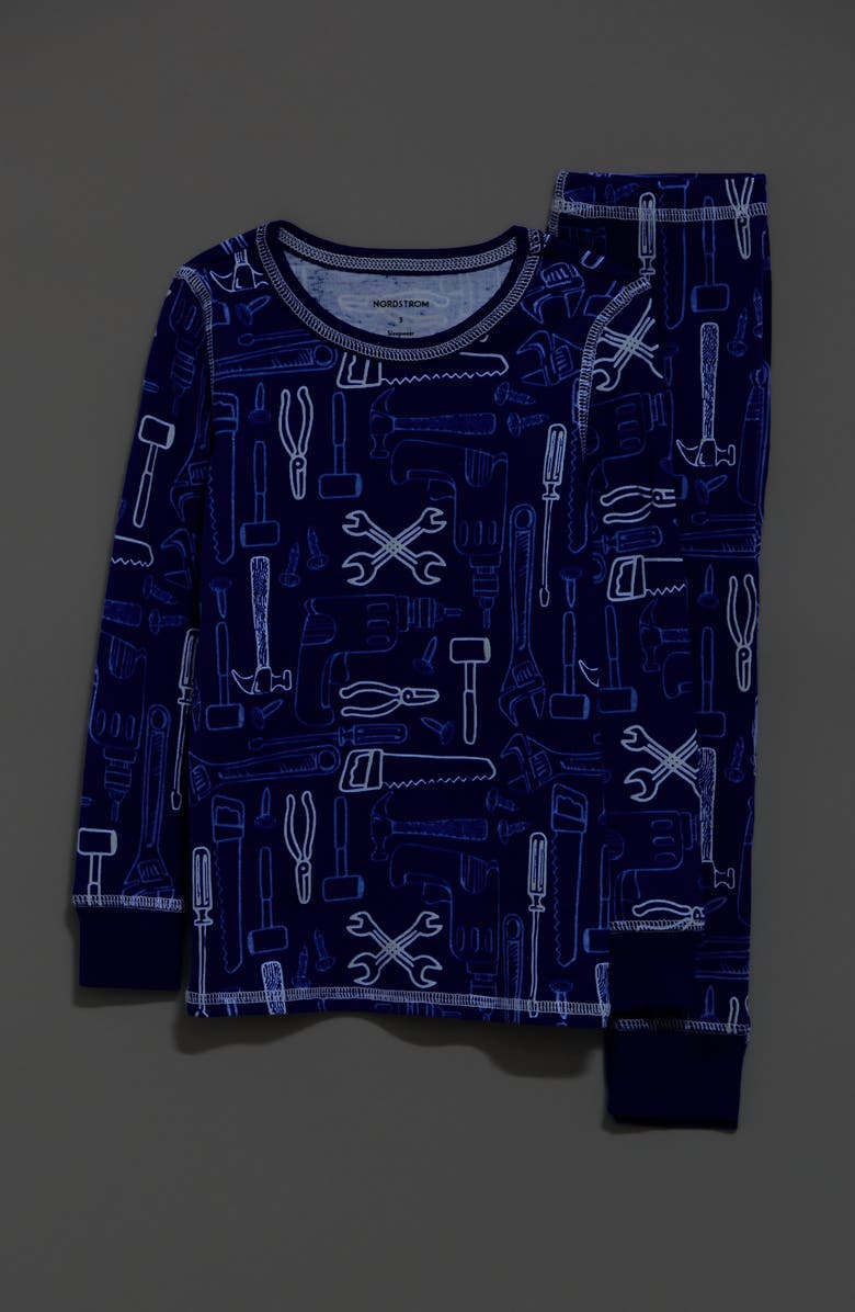 Nordstrom Kids
 Glow in the Dark Fitted Two-Piece Pajamas, Alternate, color, 