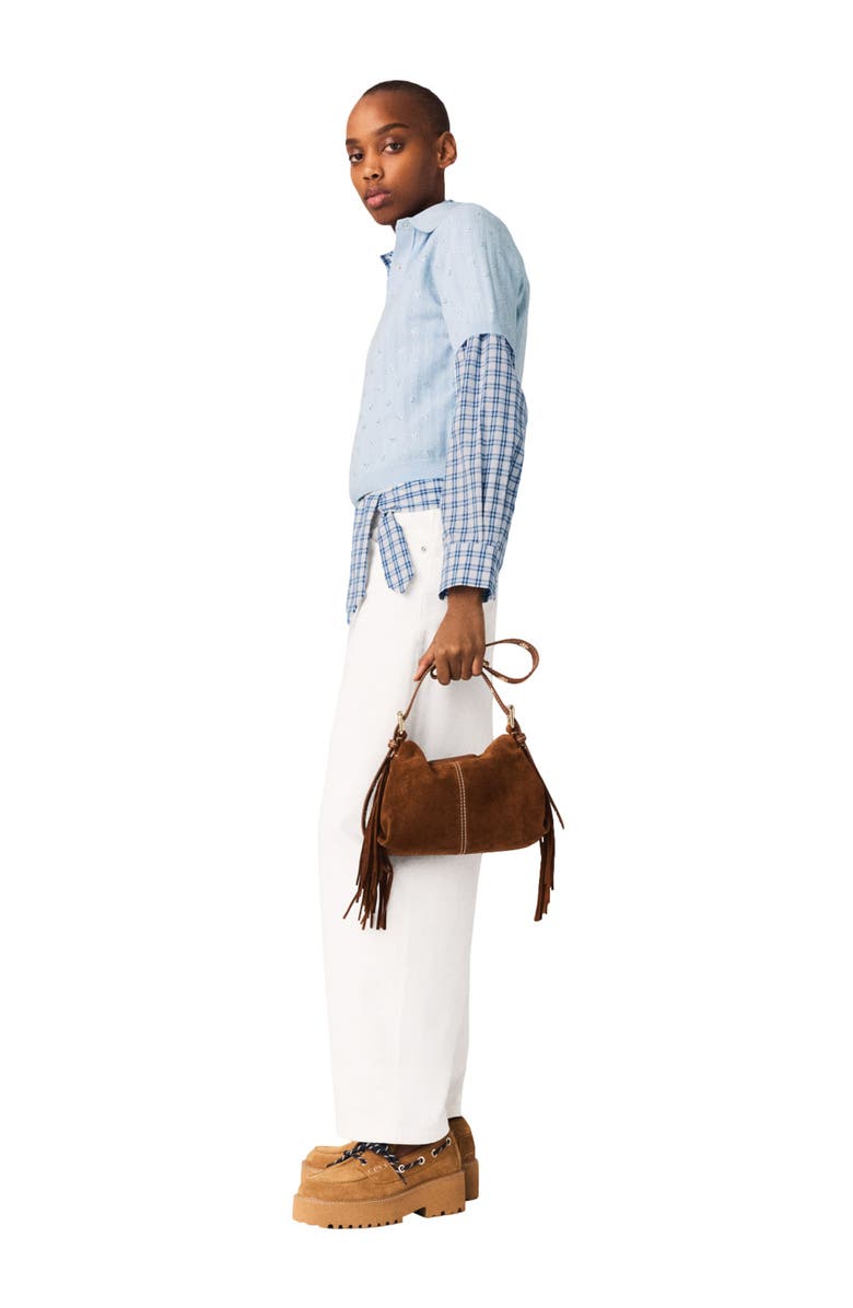 maje Cropped sweater with rhinestones, Alternate, color, Blue Sky