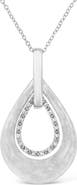 Haus of Brilliance Silver Prong-Set Diamond Accent Fashion Double Drop Design Pendant Necklace
