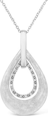 Haus of Brilliance Silver Prong-Set Diamond Accent Fashion Double Drop Design Pendant Necklace