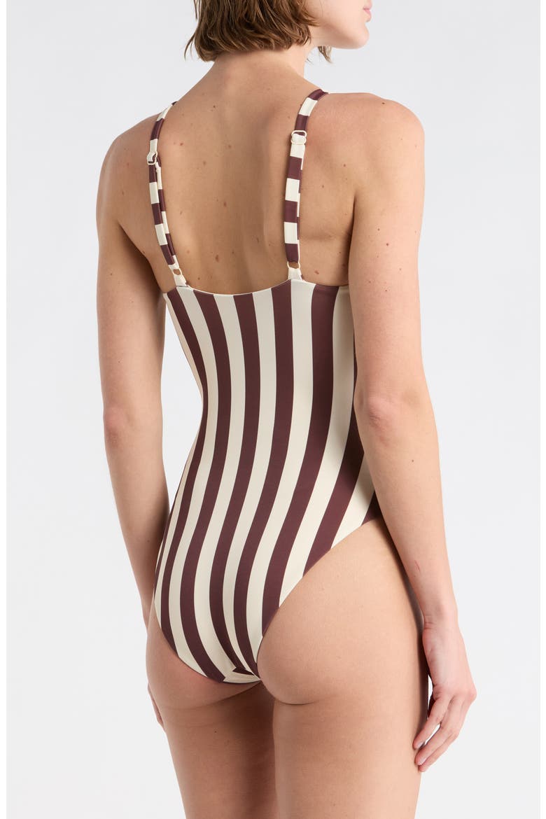 Marilyn Underwire Ruffle One-Piece Swimsuit, Alternate, color, CHOCOLATE CHERRY