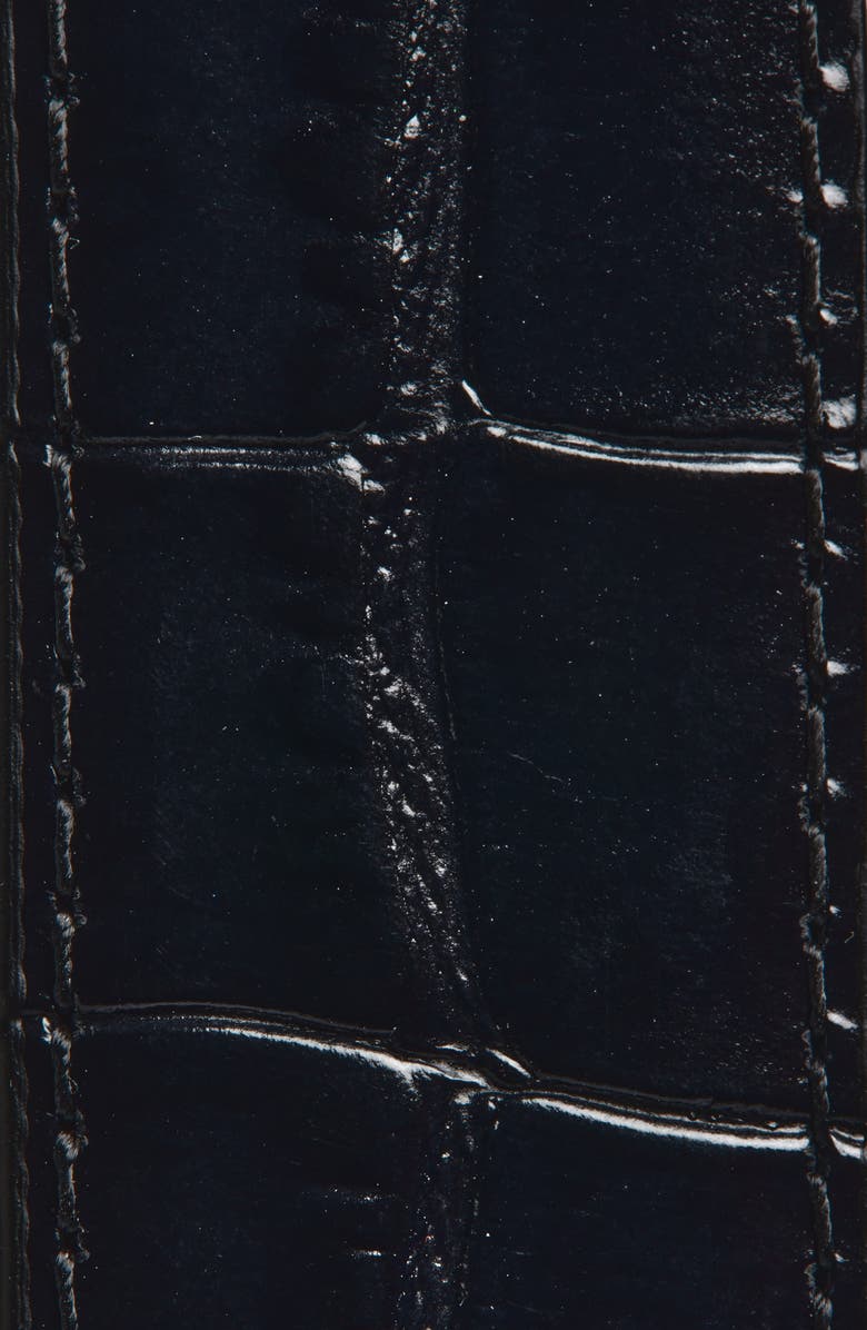 TOTEME Slim Croc Embossed Leather Belt, Alternate, color, Black