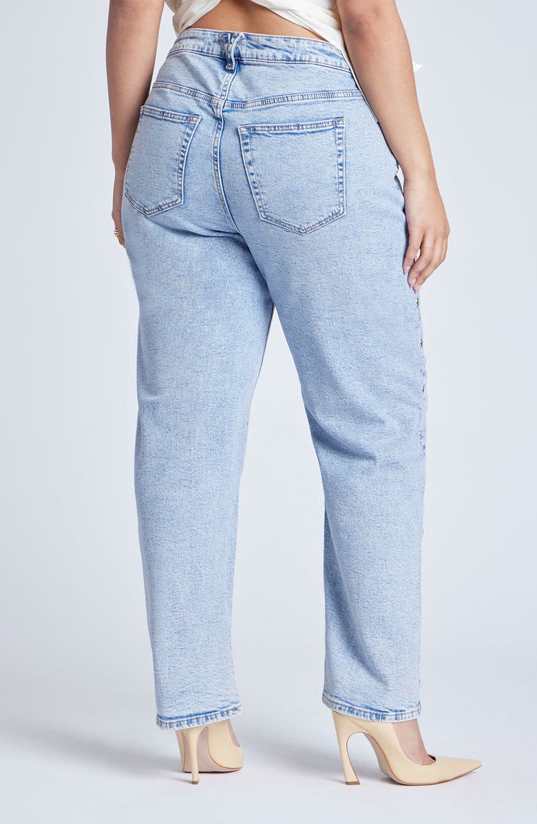 ELOQUII Stud Detail High Waist Straight Leg Jeans, Alternate, color, 